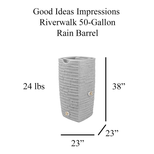 Good Ideas Impressions Riverwalk 50 Gallon Rain Saver, Light Granite