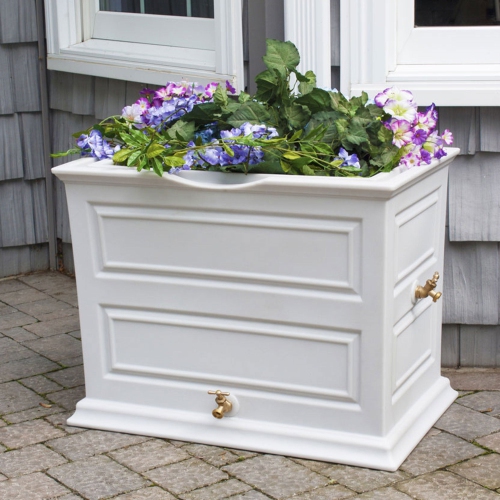 Good Ideas Savannah 42 Gal Flatback Colonial Style Rain Barrel Planter