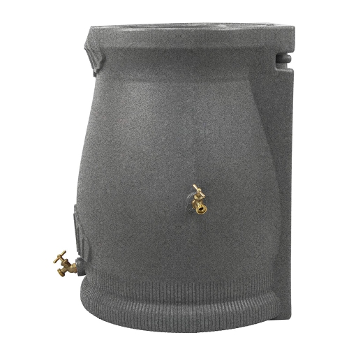 Good Ideas Rain Wizard 50 Gallon Plastic Rain Barrel Urn, Light Granite