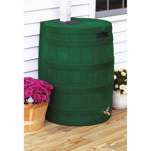 Good Ideas Rain Wizard Water Storage 50 Gallon Capacity Barrel, Green,