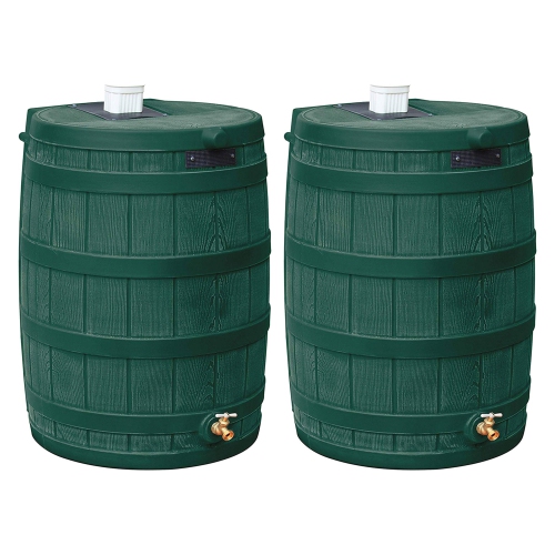 Good Ideas Rain Wizard Water Storage 50 Gallon Capacity Barrel, Green,