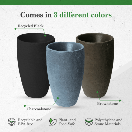 ALGREEN PRODUCTS  87303 Athena 20.5" Self-Watering Flower Pot & Planter In Charcoal