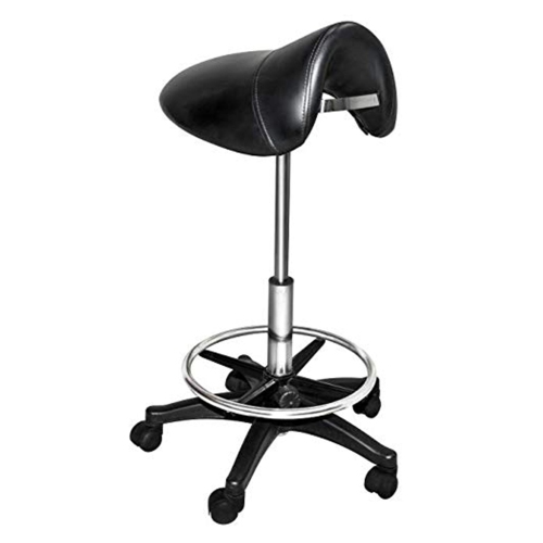 Chromium Professional Rotating Saddle Cutting Stool with Foam Cushions, Black