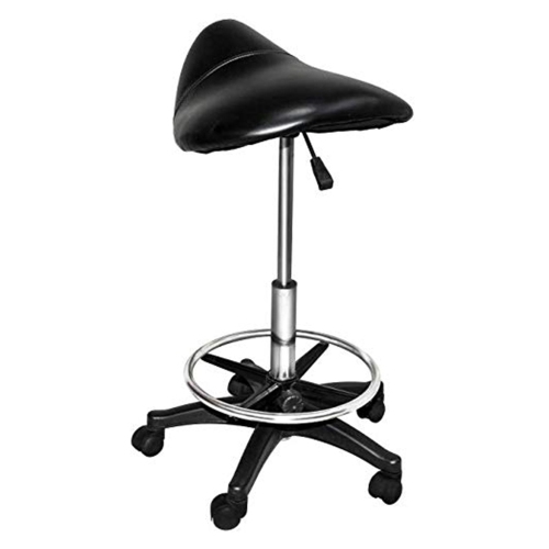 Chromium Professional Rotating Saddle Cutting Stool with Foam Cushions, Black
