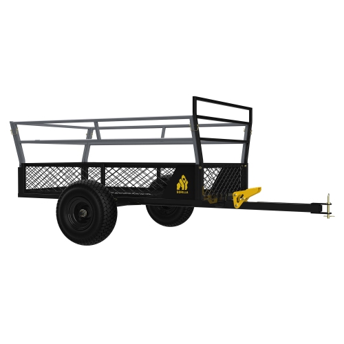 Image 1 de 10.. Chariot de jardin en acier Gorilla 1400&nbsp;lb pour VTT avec côtés amovibles et hayon 3-en-1