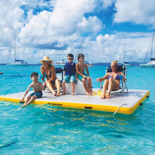 SOLSTICE  10' X 10' Inflatable Floating Dock Rafting Platform With Pump And Bag The size is great, I have been able to attach this next to my boat and kayak