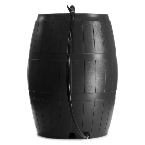 FCMP Outdoor 50-Gallon BPA Free Home Rain Water Catcher Barrel, Black