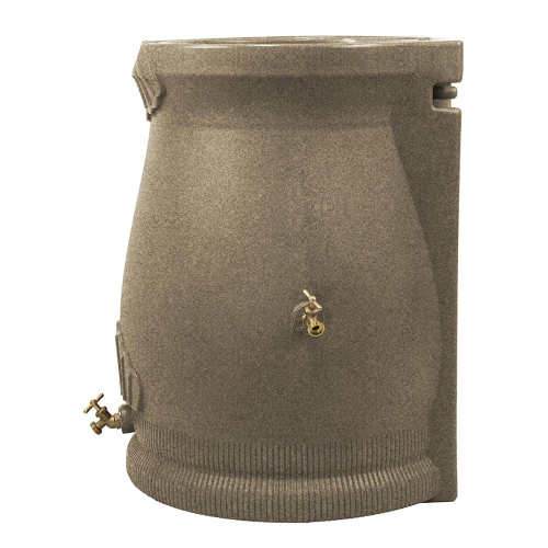Good Ideas Rain Wizard 50 Gallon Plastic Rain Barrel Urn, Sandstone