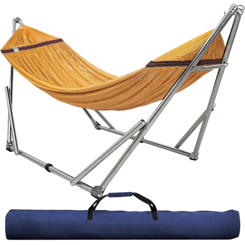 TRANQUILLO  Universal 106" Double Hammock With Adjustable Stand And Bag, Yellow