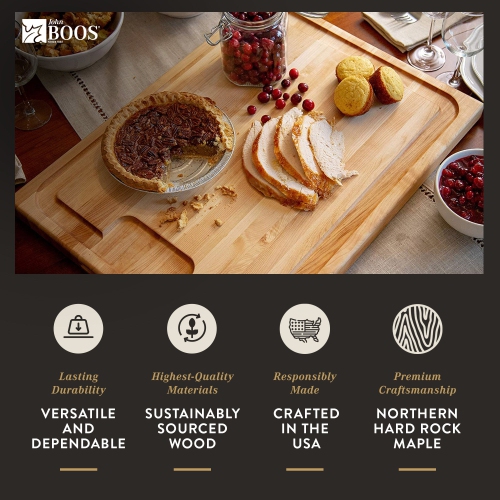 John Boos – planche à découper en érable au jus Groove, 20 x 15 x 1,5 po