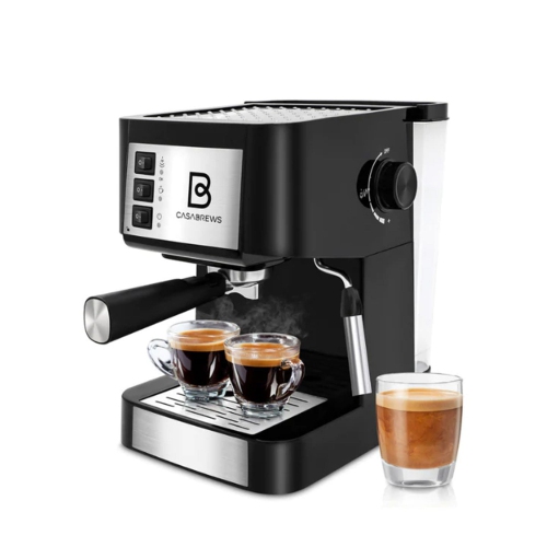 CASABREWS  Compact Espresso Coffee Machine With Milk Frother Wand, Black & Silver Also, the built-in adjustable milk frother wand is able to make an amazing creamy milk foam that allows for the perfect coffee experience