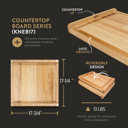 John Boos – planche à découper réversible en bois de comptoir avec rainure à jus, érable