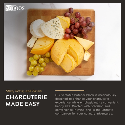 John Boos – planche à découper carrée en bois avec pieds de la série MC, 12 x 12 po, érable