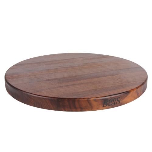 JOHN BOOS  Walnut Wood End Grain Round Cutting Board for Kitchen, 18" X 18" X 1.5"