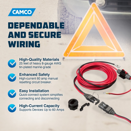Trac High Current 12V Power Outdoors Vehicle Wiring Kit w/Quick Connect System