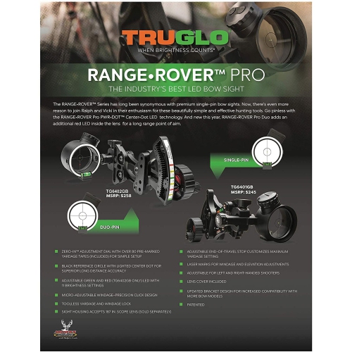 TruGlo Pro Power Dot Illuminated Adjustable Range Rover LED Bow Sight