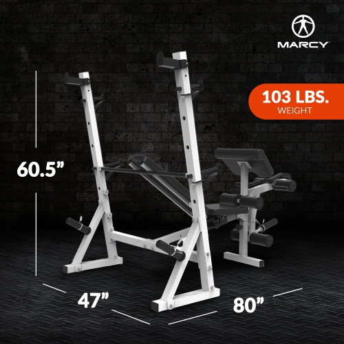 Banc d'exercice olympique de Marcy, appareil d'entraînement pour la maison, blanc