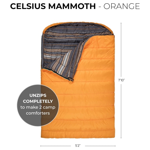 TETON Sports – sacs de couchage chauds Mammoth à 0 degrés pour le camping et le camp de base, orange