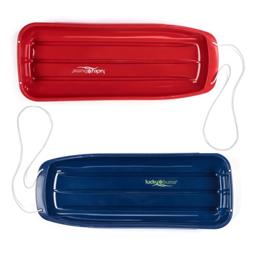 LUCKY BUMS  Lightweight Plastic 48 Inch Sleds With Pull Ropes, 1 And 1 Blue In Red