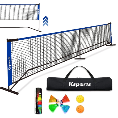 Ksports Pickleball Set w/22' Net, LED Shuttlecocks, Carry Bag & Game Balls, Blue