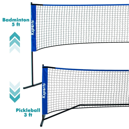 Ksports Pickleball Set w/22' Net, LED Shuttlecocks, Carry Bag & Game Balls, Blue