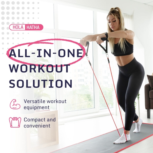 HolaHatha Resistance Band 110lb Maximum Workout Set with 5 Bands and 2 Handles