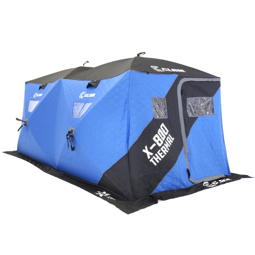 Clam X 800 Portable 7 Person 15 X 8 Ice Fishing Thermal Hub Shelter Tent Blue X 800