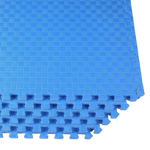 BalanceFrom – Tapis d’exercice en mousse EVA emboîtable de 144 pi2, bleu