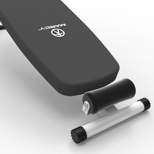 Banc incliné pliable avec appuie-tête de Marcy pour l'exercice à la maison, blanc