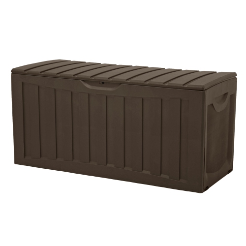 RAM QUALITY PRODUCTS  Plastic 90 Gal Outdoor Locking Storage Bin Deck Box In Brown
