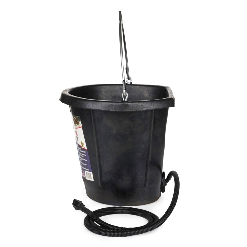 Farm Innovators FB-80R Rubber 3 Gallon Flat Back Heated Bucket, 70 Watt, Black