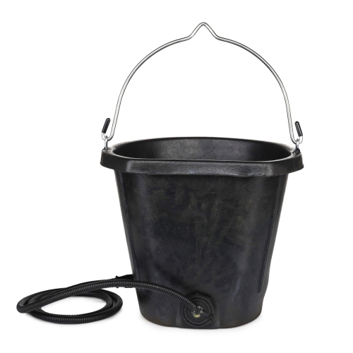 Farm Innovators FB-80R Rubber 3 Gallon Flat Back Heated Bucket, 70 Watt, Black