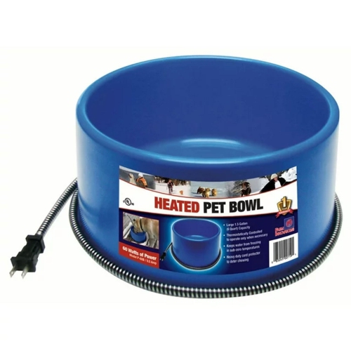Farm Innovators – bol d’eau en plastique chauffant de qualité supérieure de 60 watts pour chiens et chats, bleu