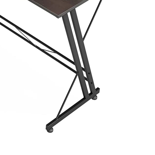Bureau d'ordinateur et de jeu en coin en forme de L avec support pour moniteur Somdot, noyer noir