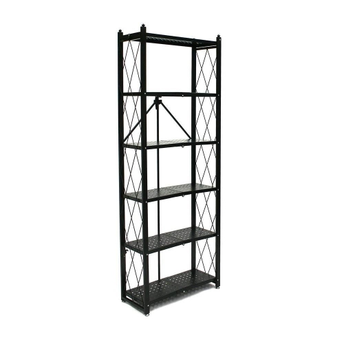 Origami 6 Shelf Bookcase Open Organizer Freestanding Living Room Shelves, Black