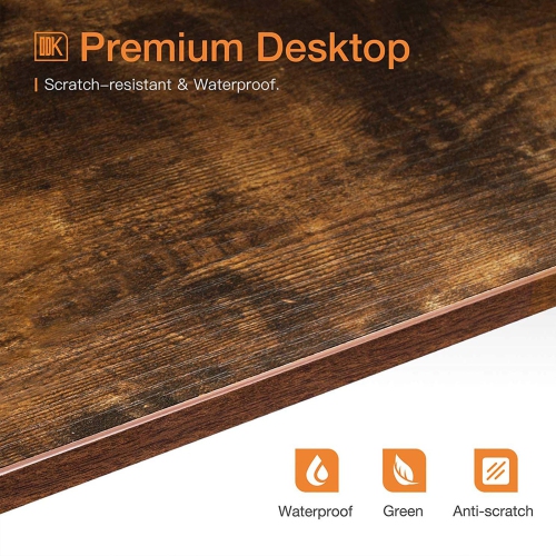 ODK Corner Triangle Computer Desk w/ Storage Space & Keyboard Tray, Rustic Brown