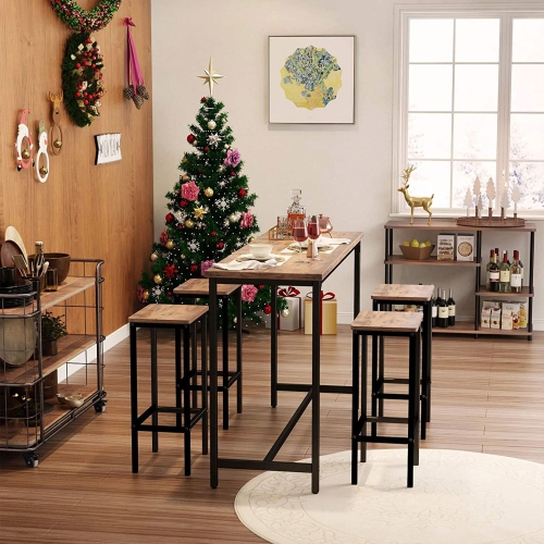 ODK 25.6 Inch Height Wooden Counter Stool Seat Barstool, Rustic Brown