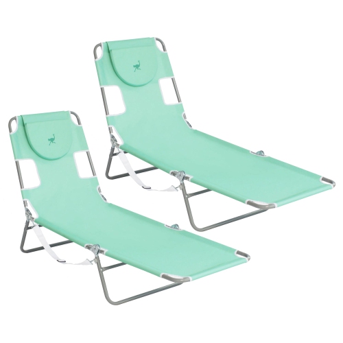 OSTRICH  Chaise Lounge Folding Sunbathing Recliner Beach Chair, Teal (2 Pack) Honestly have nothing negative to say about it other then I wish the sun was out and I could go lounge now :)