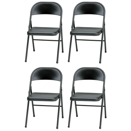 MECO  Sudden Comfort All Steel Indoor Outdoor Folding Chair Set (Set Of 4) In Black