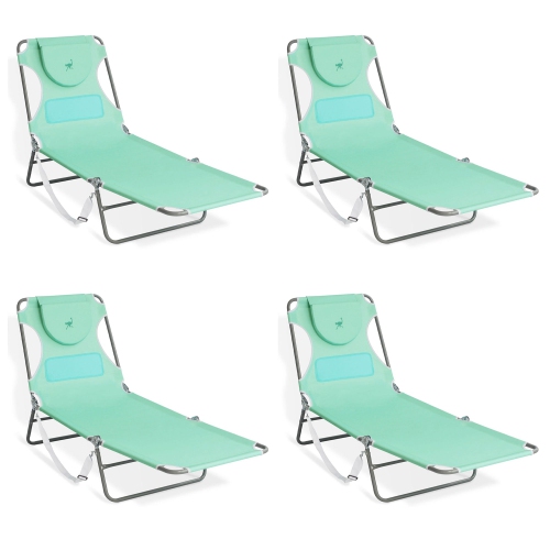DELXO  Ostrich Chaise Lounge Folding Sunbathing Poolside Beach Chair (4 Pack) In Teal The BEST lounge chair I’ve ever owned