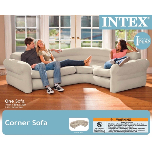Intex Inflatable Corner Living Room Neutral Sectional Sofa 68575EP