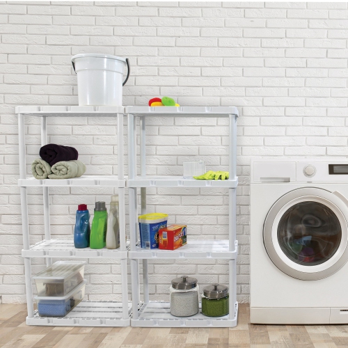Gracious Living 4 Shelf Knect-A-Shelf Ventilated Storage Unit, White