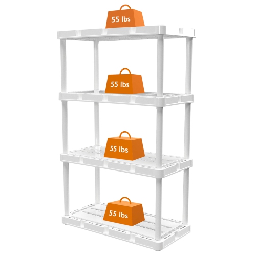 Gracious Living 4 Shelf Knect-A-Shelf Ventilated Storage Unit, White