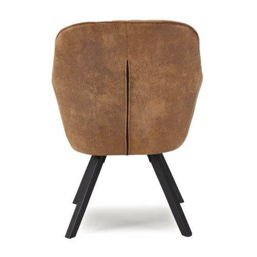 JOMEED  Cushioned Swivel Armchair With Rubberwood Legs for Home And Office In Brown