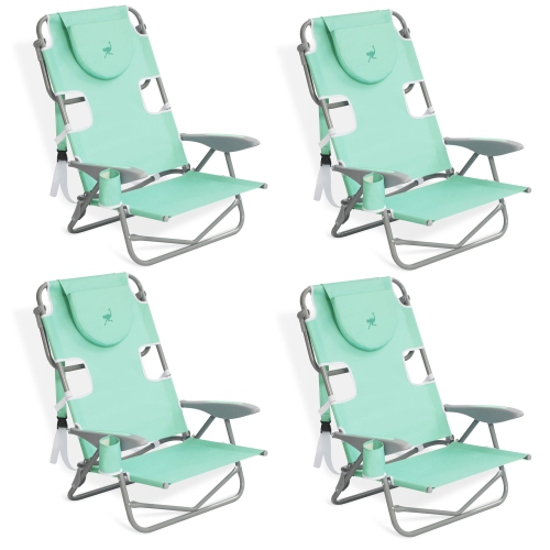 JUMPSPORT  Ostrich On Your Back Folding Reclining Outdoor Camping Lawn Chair (4 Pack) In Teal