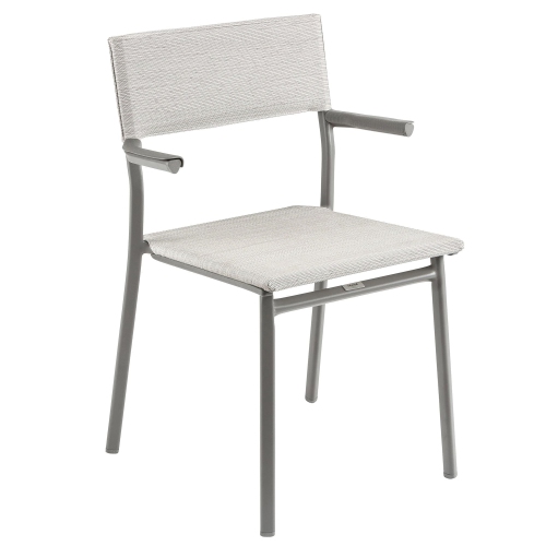 Lafuma Batyline Duo ORON Outdoor Dining Armchair, Titanium/Pebble