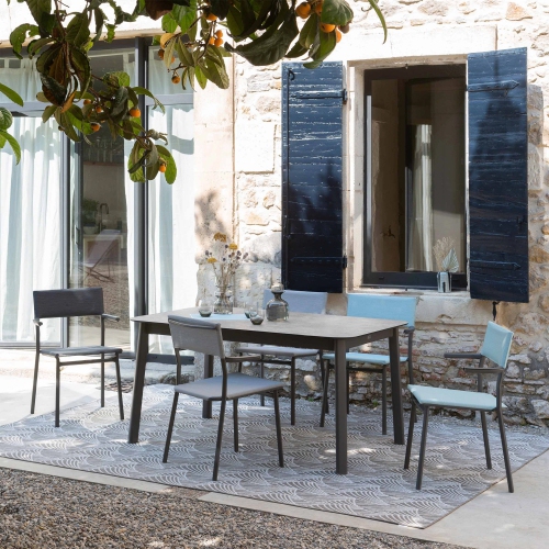 Lafuma Batyline Duo ORON Outdoor Dining Armchair, Titanium/Pebble