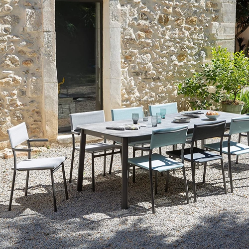 Lafuma Batyline Duo ORON Outdoor Dining Armchair, Titanium/Pebble