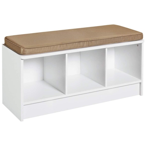 CLOSETMAID  3 Cube Cubby Storage Organizer Bench With Seat Cushion, White/tan [This review was collected as part of a promotion