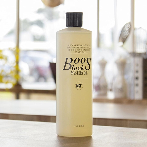 John Boos – Ensemble d’entretien de planche à découper en bois, 32 oz liq., huile mystère et applicateur
